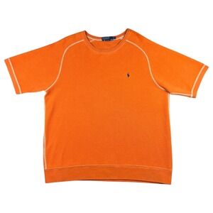 Polo Ralph Lauren 1950s Style Short Sleeve Sweatshirt Mens XL Heavyweight Orange